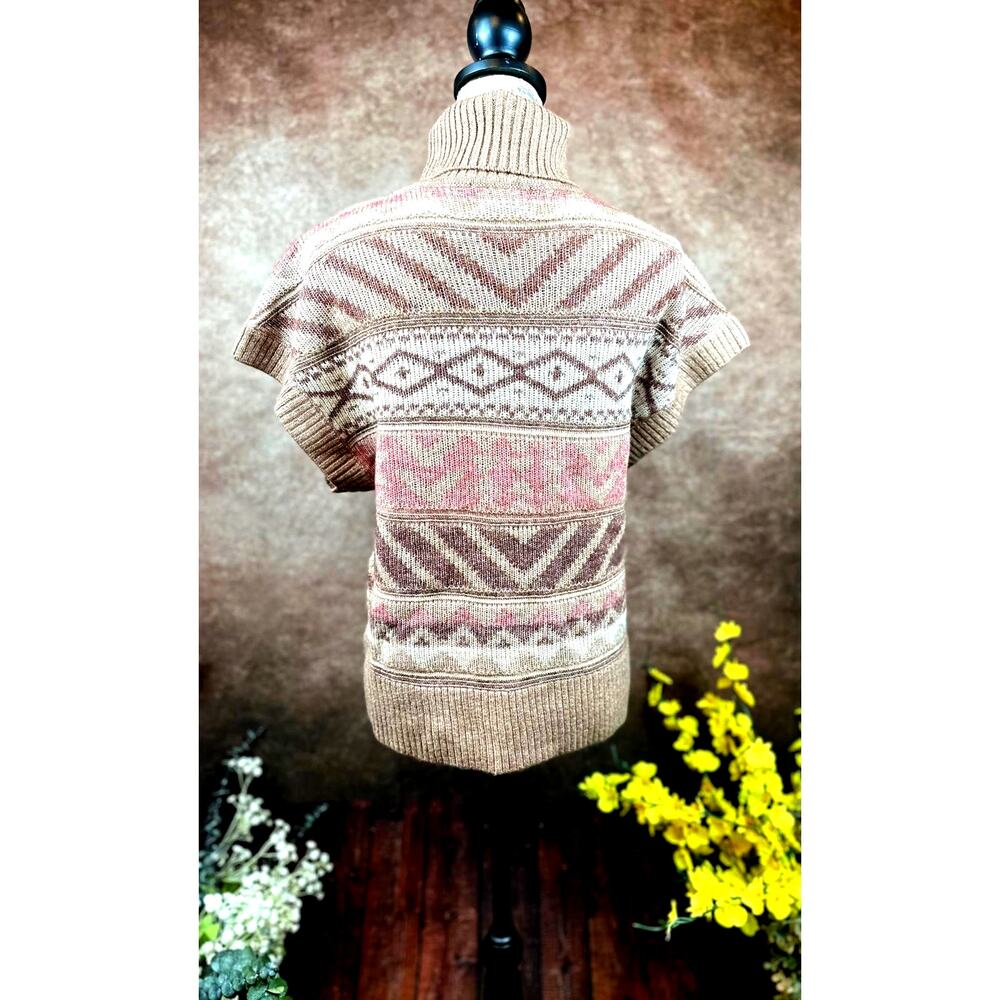 Design History Ribbed Cap Sleeved Turtleneck Brown Multi L - Picture 7 of 10